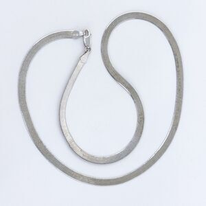 Vintage Sterling Silver 925 4.5mm Reversible Herringbone Chain Necklace 19.5"
